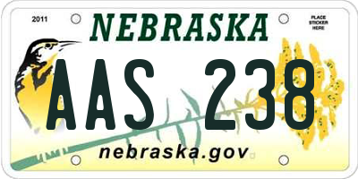 NE license plate AAS238