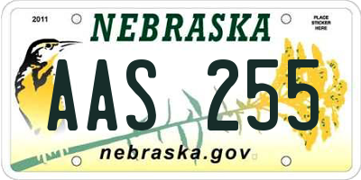 NE license plate AAS255