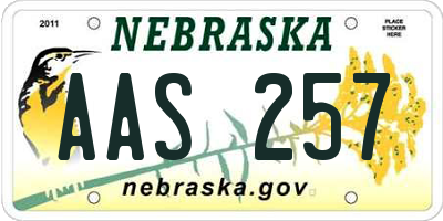 NE license plate AAS257