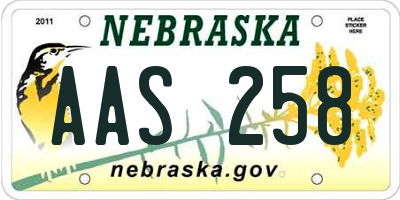 NE license plate AAS258