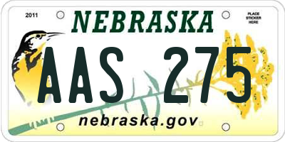 NE license plate AAS275