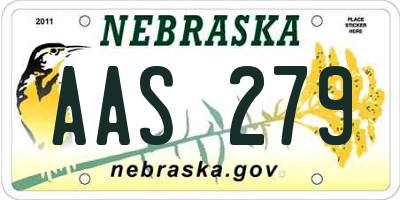NE license plate AAS279