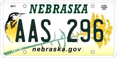 NE license plate AAS296