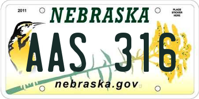 NE license plate AAS316