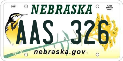 NE license plate AAS326