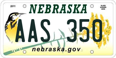 NE license plate AAS350