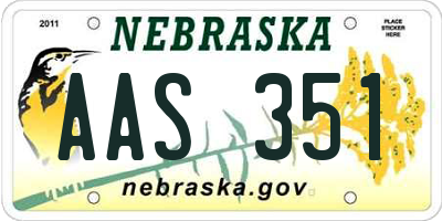 NE license plate AAS351