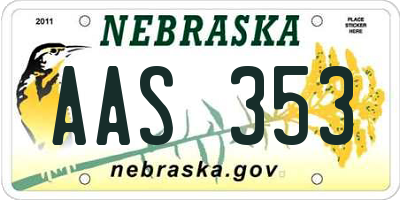 NE license plate AAS353