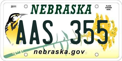 NE license plate AAS355