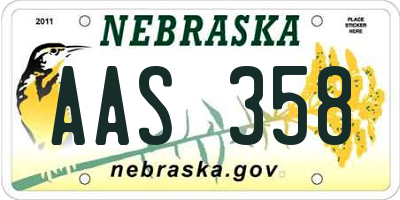 NE license plate AAS358