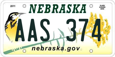 NE license plate AAS374