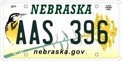 NE license plate AAS396