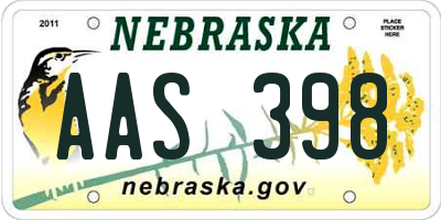 NE license plate AAS398