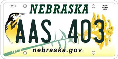 NE license plate AAS403