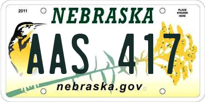 NE license plate AAS417