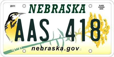 NE license plate AAS418