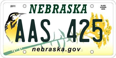 NE license plate AAS425