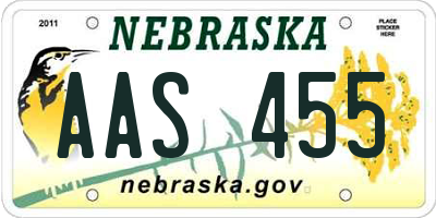 NE license plate AAS455