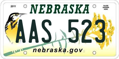 NE license plate AAS523