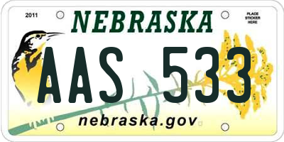 NE license plate AAS533