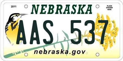 NE license plate AAS537