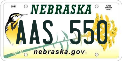 NE license plate AAS550