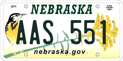 NE license plate AAS551