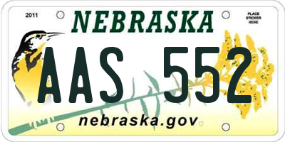 NE license plate AAS552