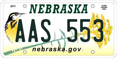 NE license plate AAS553