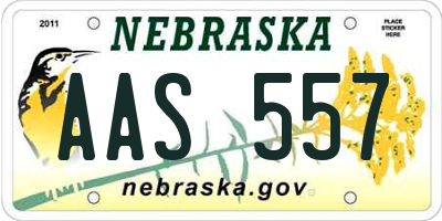 NE license plate AAS557