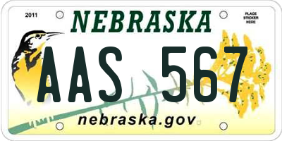 NE license plate AAS567