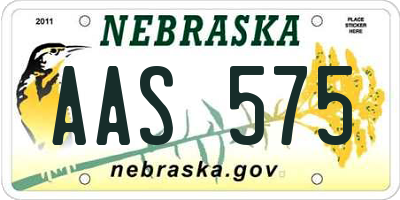 NE license plate AAS575