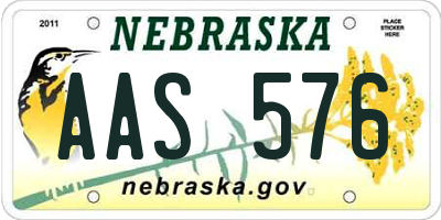 NE license plate AAS576