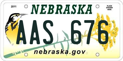 NE license plate AAS676