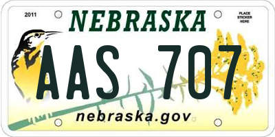 NE license plate AAS707