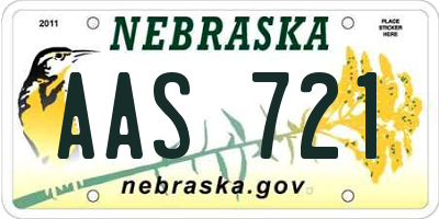 NE license plate AAS721