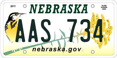 NE license plate AAS734