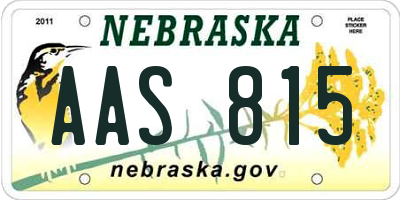 NE license plate AAS815