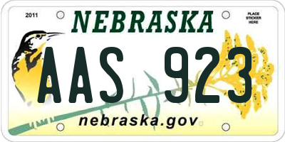 NE license plate AAS923