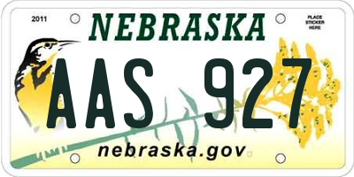 NE license plate AAS927