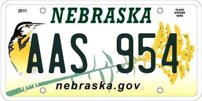 NE license plate AAS954