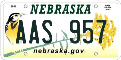 NE license plate AAS957