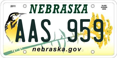 NE license plate AAS959