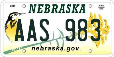 NE license plate AAS983