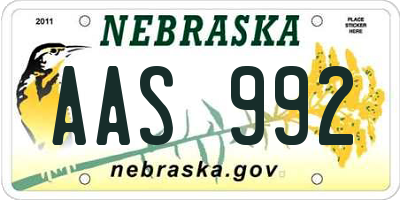 NE license plate AAS992