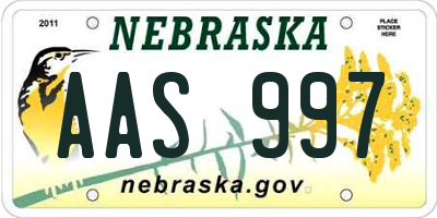 NE license plate AAS997