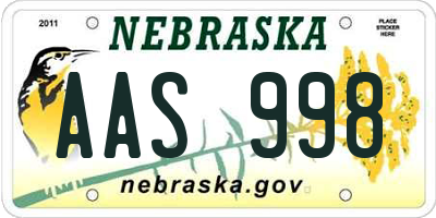 NE license plate AAS998