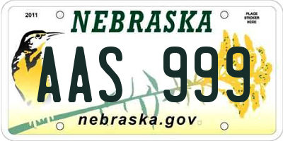 NE license plate AAS999