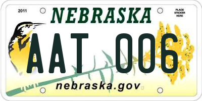 NE license plate AAT006