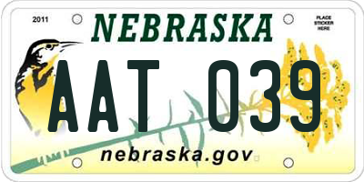 NE license plate AAT039